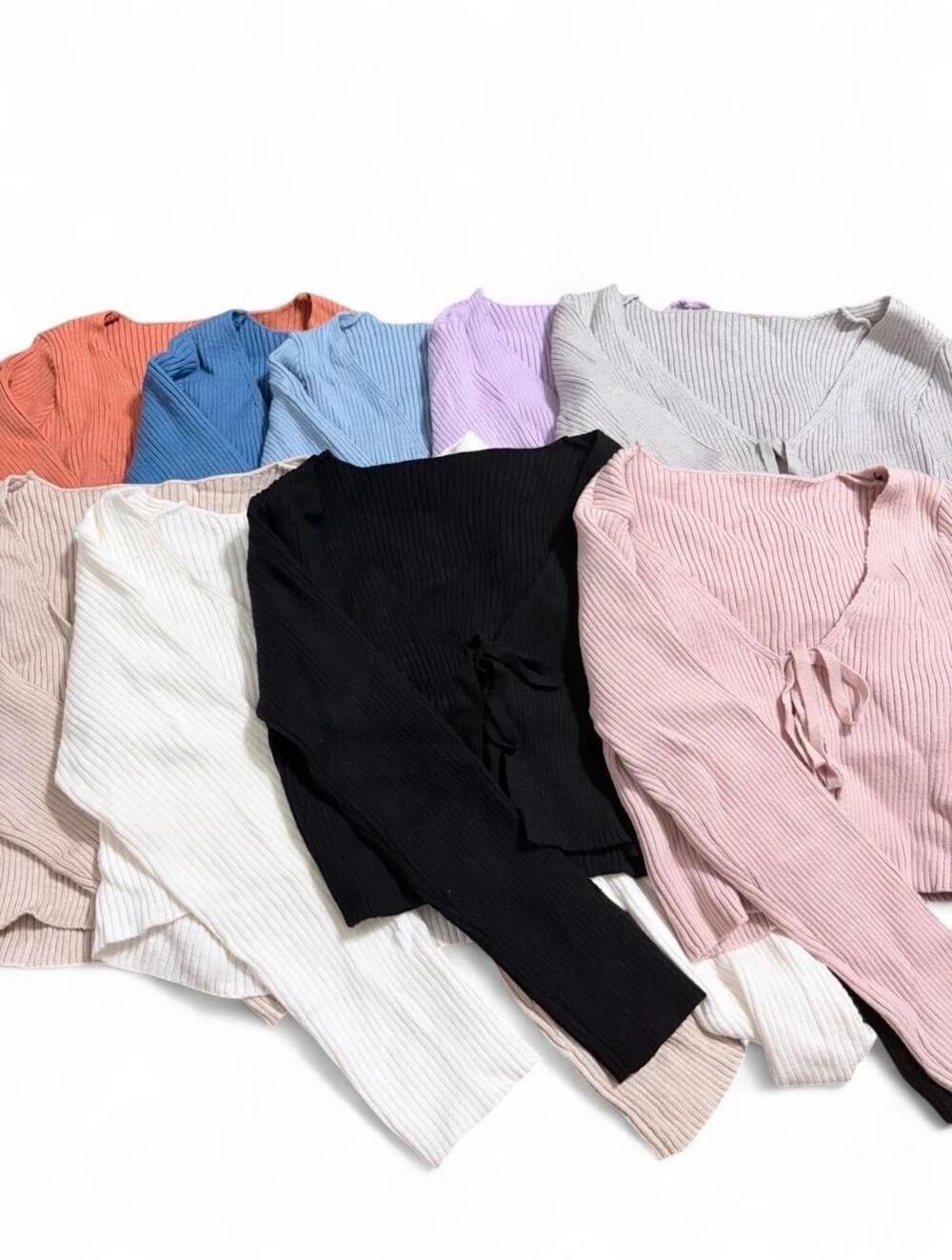 Women's Ribbed Knit Front Tie Cardigan Sweater (set of 9)
